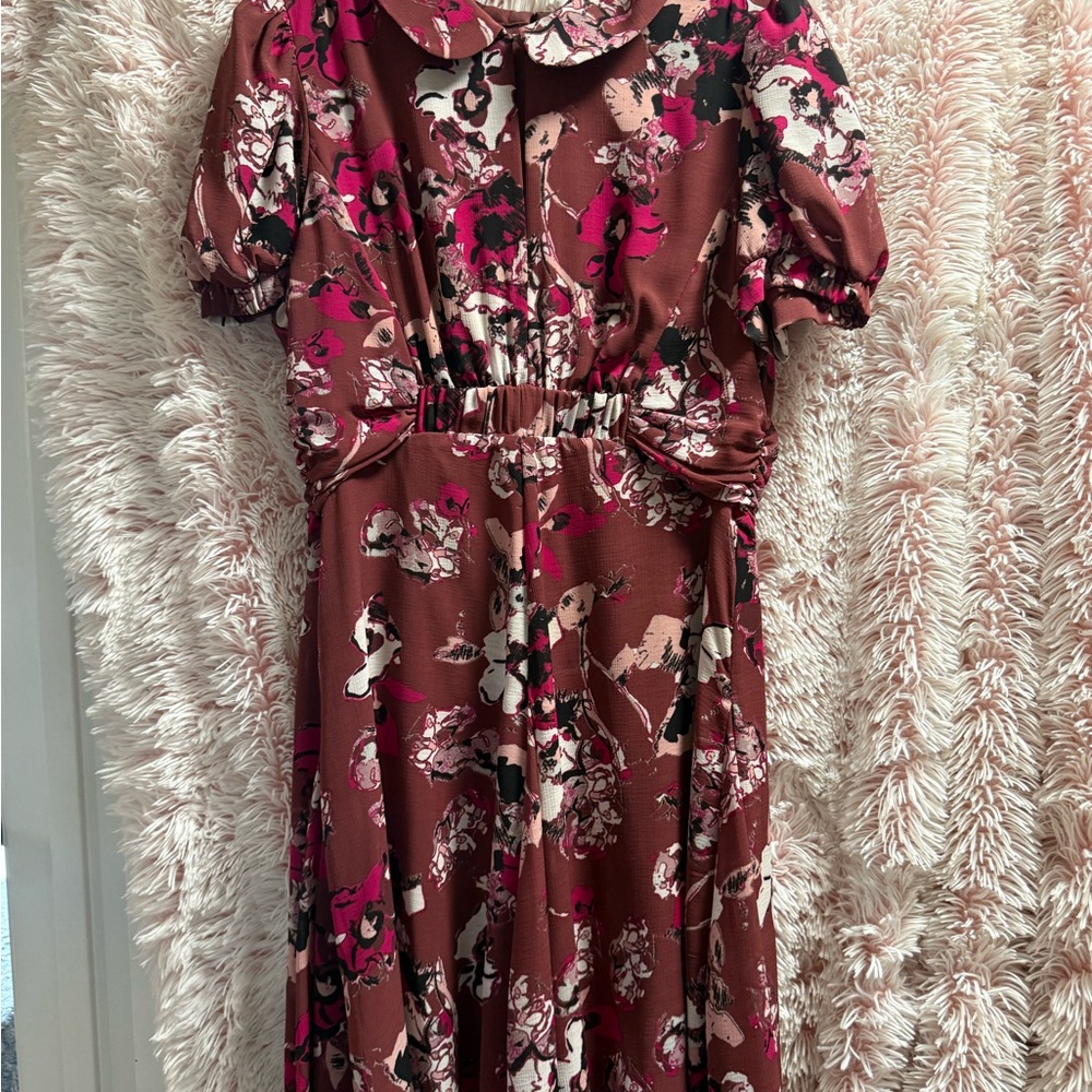 Karl Lagerfeld White and Pink Ruffled Tie Front Sundress